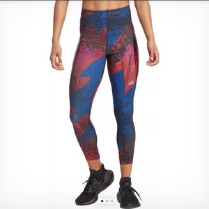 Adidas Women's Red and Blue Patterned Leggings